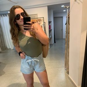 One shoulder olive tank top